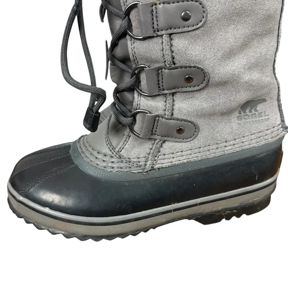 Sorel Joan of Artic Snow Boots Faux Fur Lace Up Winter Shoes Kids Youth sz 4